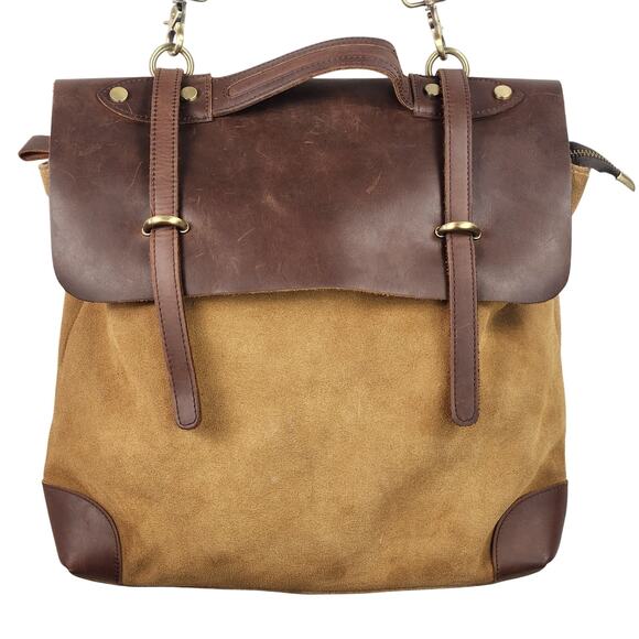 Jesslyn Blake 100% Leather & Suede Messenger Bag Brown/Tan Crossbody Option EUC - Picture 1 of 16
